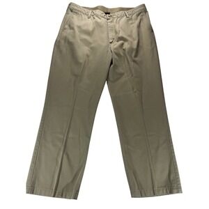 Wrangler Riata Mens Khaki Pleated Chino Pants 40x30 Cotton Relaxed Fit